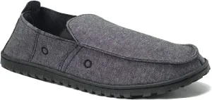 Men's Canvas Loafer House Shoe Moccasins Heavy Duty Rubber Bottom