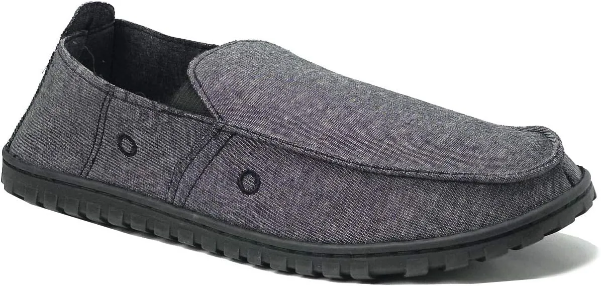 Men's Canvas Loafer House Shoe Moccasins Heavy Duty Rubber Bottom