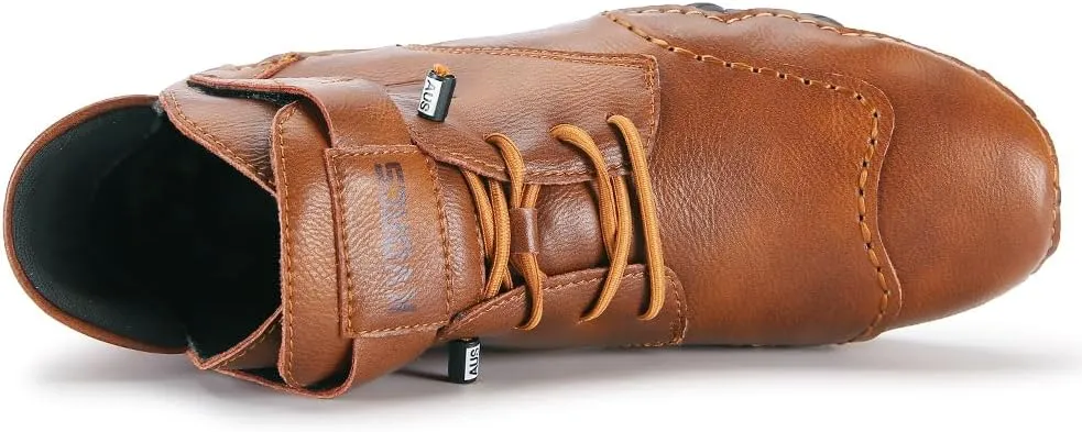 Mens Casual Leather Shoes Ankle Chukka Boots Slip On Mid top Walking Driving Loafer Lace-up Oxford Shoes
