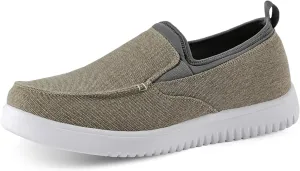 Mens Casual Slip On Loafers - Comfortable Canvas Sneakers - Lightweight Boat Shoes for Indoor Outdoor Driving Travel Khaki 12
