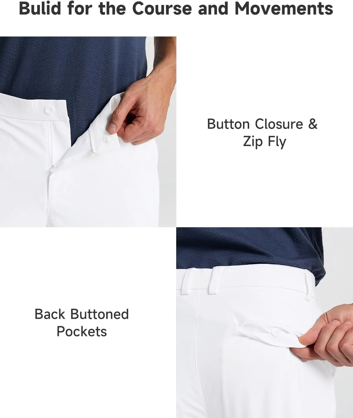 Mens Classic Fit Golf Pants Stretch Work Dress Pants 30''/32''/34'' Lightweight Casual Pants with Pockets