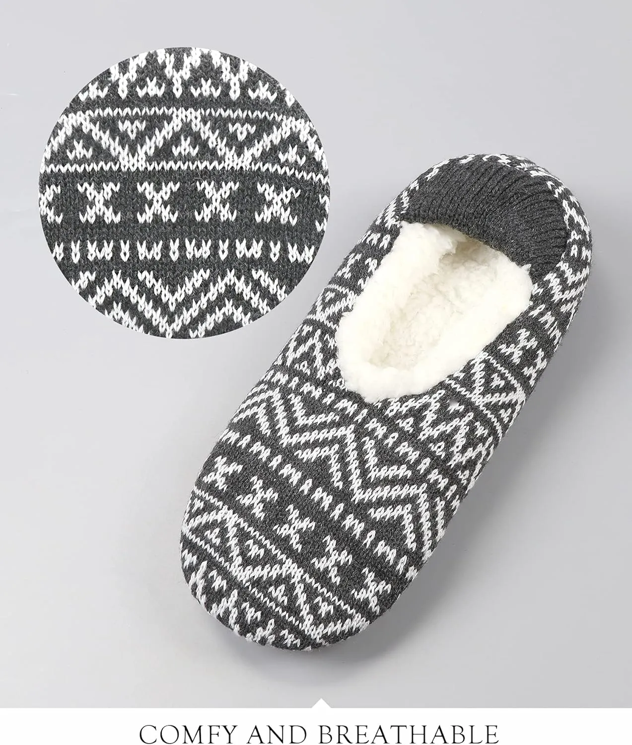 Mens Cozy Soft Sole Slipper Socks With Non Skid Bottoms, Warm Slipper Socks With Grippers For Men, Fuzzy House Slippers