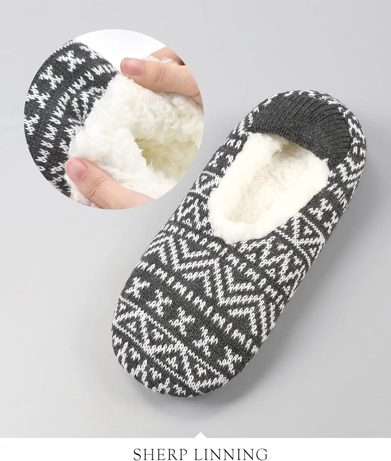 Mens Cozy Soft Sole Slipper Socks With Non Skid Bottoms, Warm Slipper Socks With Grippers For Men, Fuzzy House Slippers