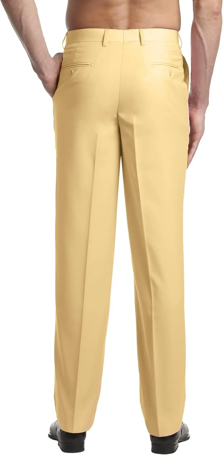 Mens Dress Pant Trousers Flat Front Solid Mix Multi Color Design