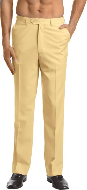 Mens Dress Pant Trousers Flat Front Solid Mix Multi Color Design