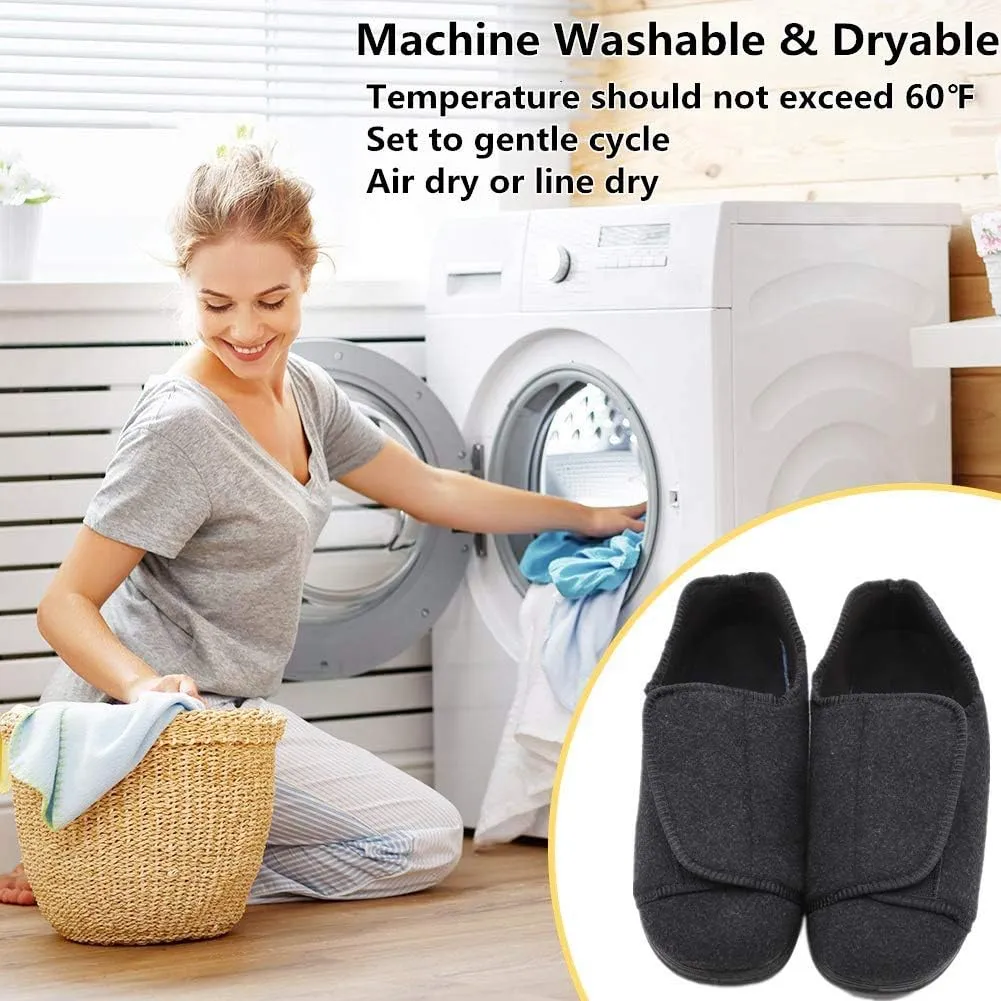 Men's Extra Wide Adjustable Diabetic Recovery Slippers, Arthritis Edema Swollen Feet Footwear Indoor/Outdoor Walking Shoes