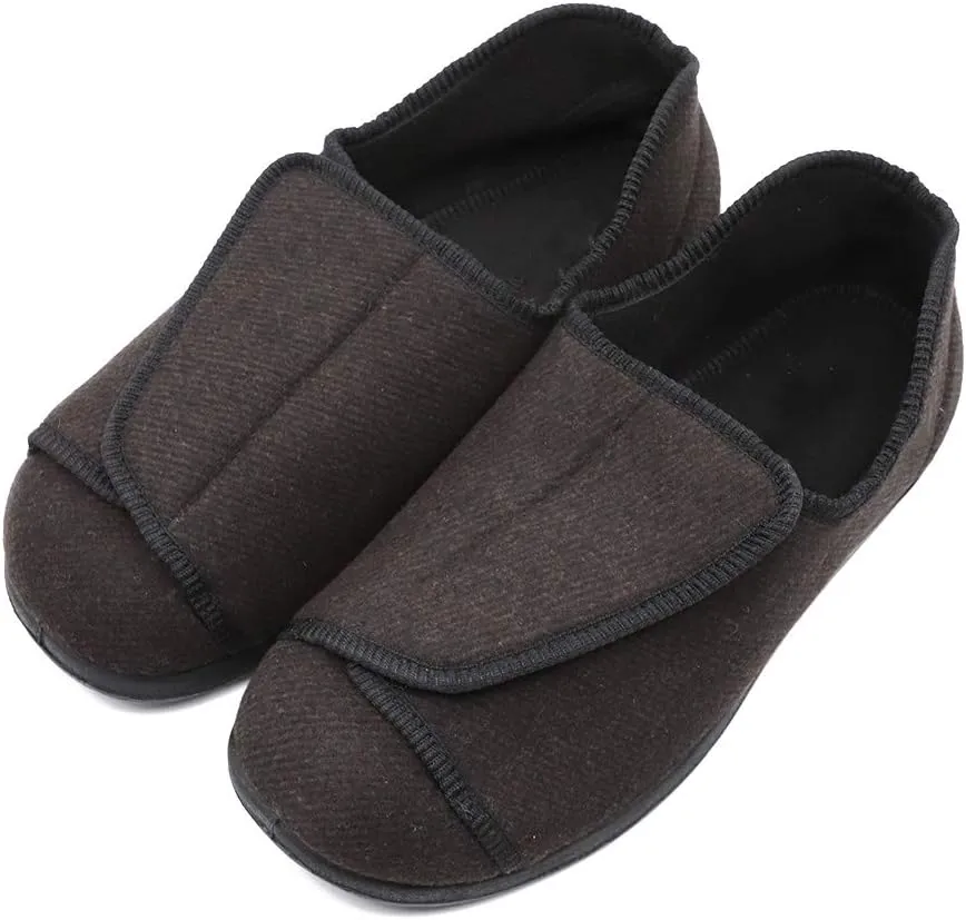 Men's Extra Wide Adjustable Diabetic Recovery Slippers, Arthritis Edema Swollen Feet Footwear Indoor/Outdoor Walking Shoes
