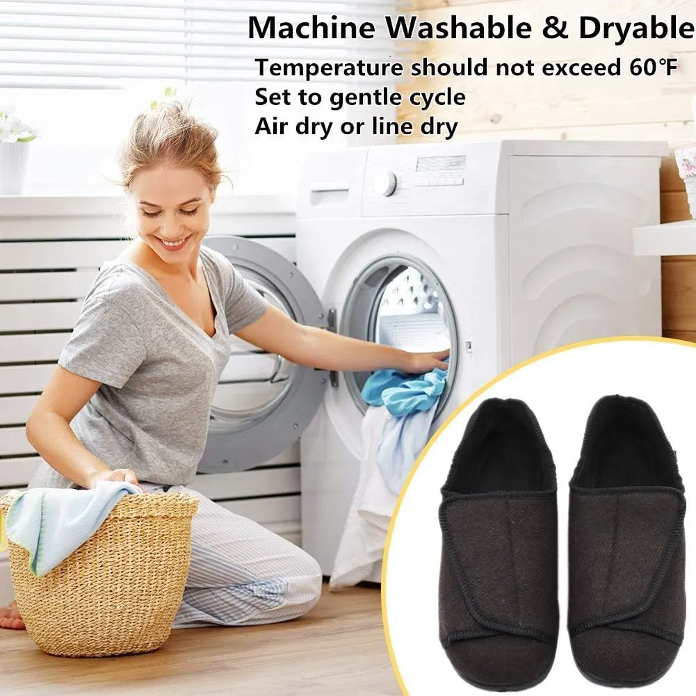 Men's Extra Wide Adjustable Diabetic Recovery Slippers, Arthritis Edema Swollen Feet Footwear Indoor/Outdoor Walking Shoes