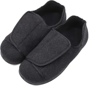 Men's Extra Wide Adjustable Diabetic Recovery Slippers, Arthritis Edema Swollen Feet Footwear Indoor/Outdoor Walking Shoes