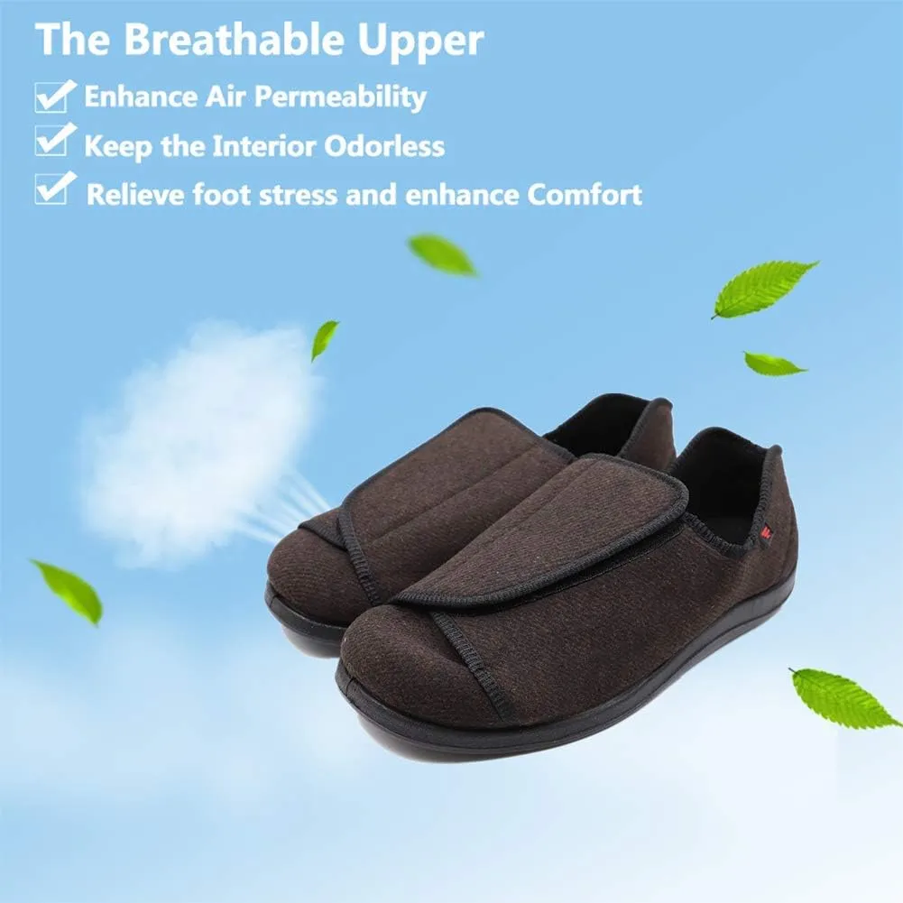 Men's Extra Wide Adjustable Diabetic Recovery Slippers, Arthritis Edema Swollen Feet Footwear Indoor/Outdoor Walking Shoes