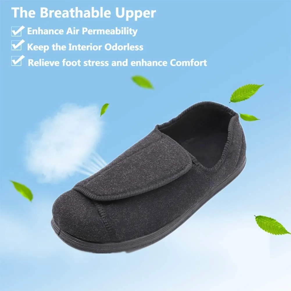 Men's Extra Wide Adjustable Diabetic Recovery Slippers, Arthritis Edema Swollen Feet Footwear Indoor/Outdoor Walking Shoes