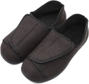 Men's Extra Wide Adjustable Diabetic Recovery Slippers, Arthritis Edema Swollen Feet Footwear Indoor/Outdoor Walking Shoes
