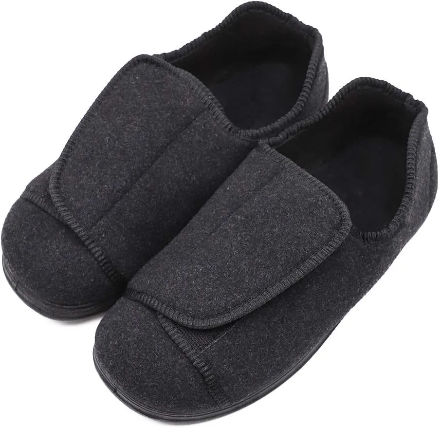 Men's Extra Wide Adjustable Diabetic Recovery Slippers, Arthritis Edema Swollen Feet Footwear Indoor/Outdoor Walking Shoes