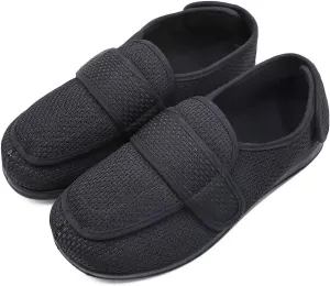 Men's Extra Wide Width Diabetic Recovery Slippers, Adjustable Closures Swollen Feet Arthritis Edema Orthopedic Footwear, Indoor/Outdoor Walking Shoes