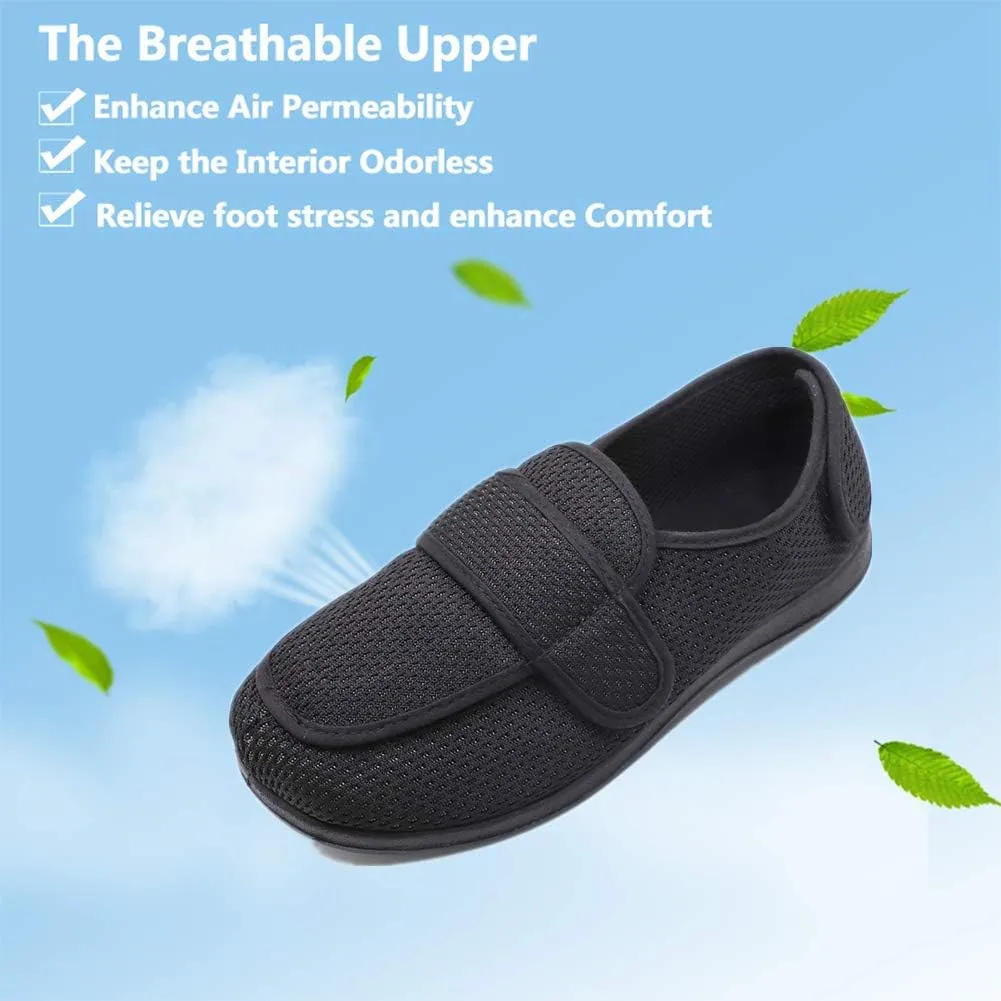 Men's Extra Wide Width Diabetic Recovery Slippers, Adjustable Closures Swollen Feet Arthritis Edema Orthopedic Footwear, Indoor/Outdoor Walking Shoes