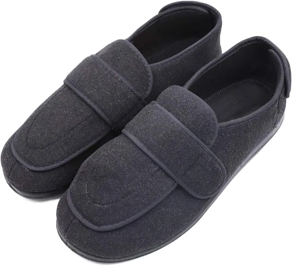 Men's Extra Wide Width Diabetic Recovery Slippers, Adjustable Closures Swollen Feet Arthritis Edema Orthopedic Footwear, Indoor/Outdoor Walking Shoes