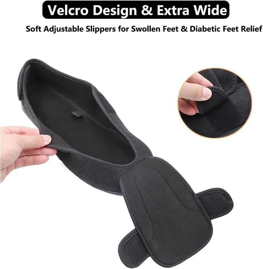 Men's Extra Wide Width Diabetic Recovery Slippers, Adjustable Closures Swollen Feet Arthritis Edema Orthopedic Footwear, Indoor/Outdoor Walking Shoes