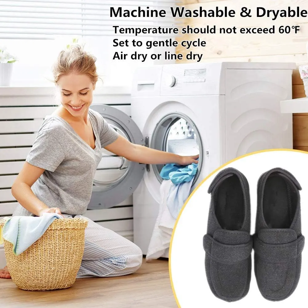 Men's Extra Wide Width Diabetic Recovery Slippers, Adjustable Closures Swollen Feet Arthritis Edema Orthopedic Footwear, Indoor/Outdoor Walking Shoes