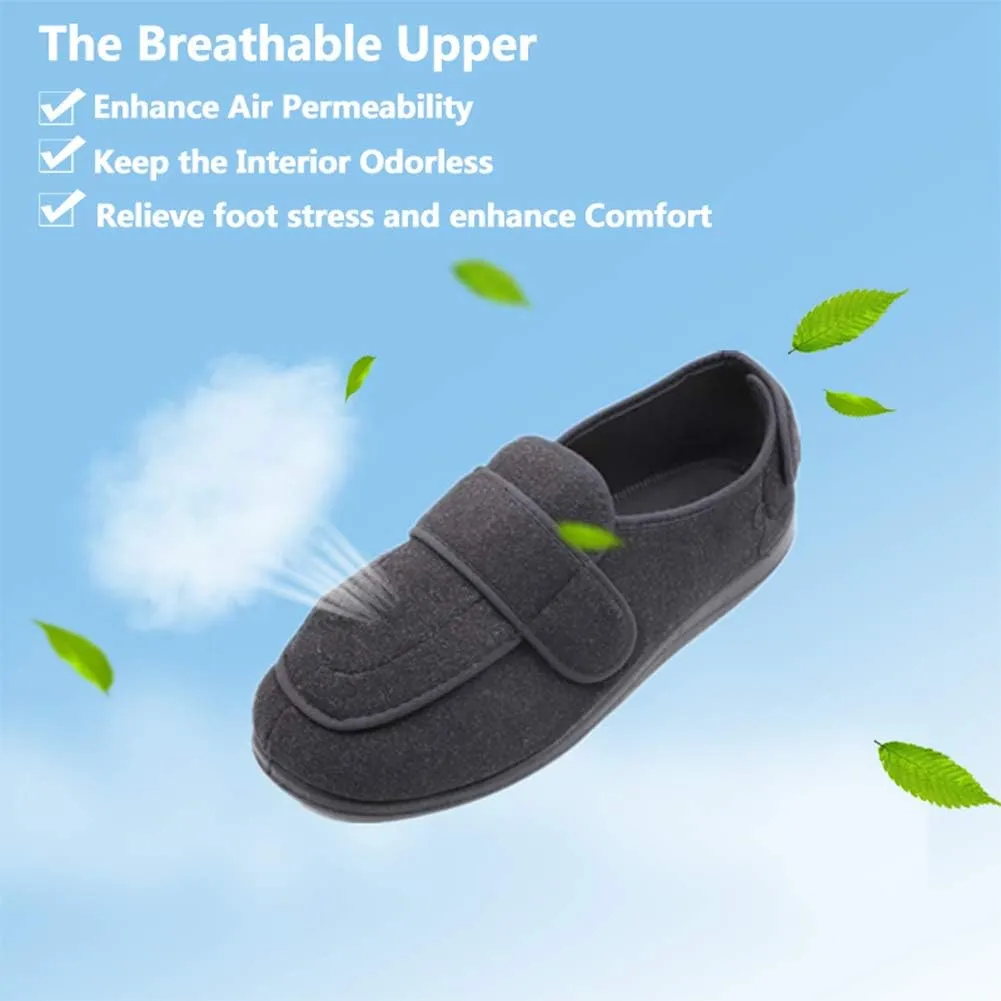 Men's Extra Wide Width Diabetic Recovery Slippers, Adjustable Closures Swollen Feet Arthritis Edema Orthopedic Footwear, Indoor/Outdoor Walking Shoes