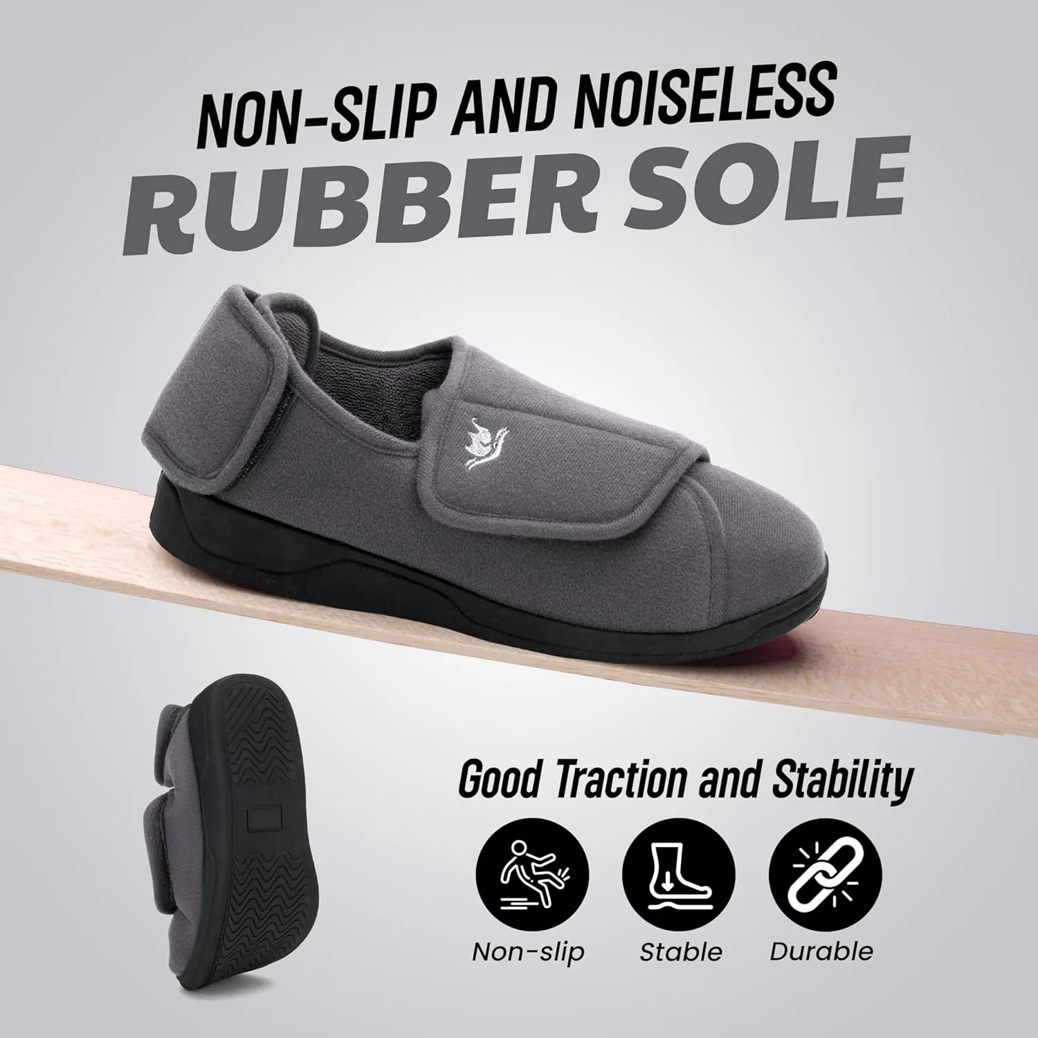 Mens Extra Wide Width Diabetic Slippers Memory Foam With Adjustable Soft Non-Slip Orthopedic House Shoes for Elderly Swollen Feet, Arthritis, Edema