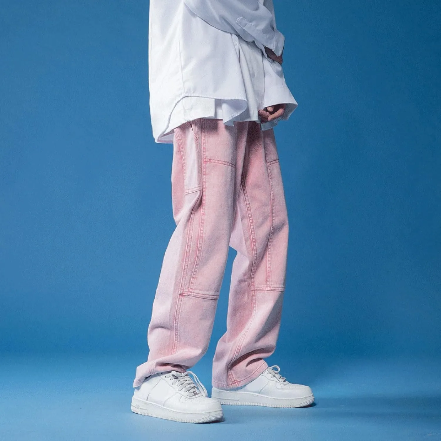Mens High Street Jeans Mens Straight Leg Baggy Oversize Wide Leg Cargo Pants Pottery Slipper