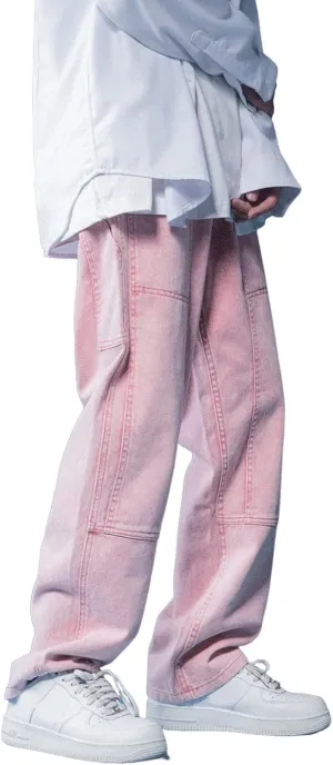 Mens High Street Jeans Mens Straight Leg Baggy Oversize Wide Leg Cargo Pants Pottery Slipper