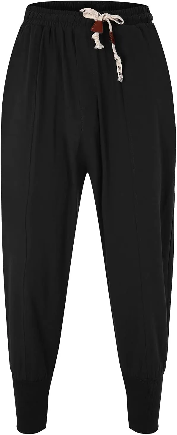 Men's Pants 4 8 Fashion Casual Loose Cotton Plus Size Pocket Lace Up Elastic Waist Pants Trousers Parachute Pants for