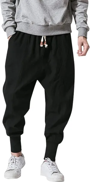 Men's Pants 4 8 Fashion Casual Loose Cotton Plus Size Pocket Lace Up Elastic Waist Pants Trousers Parachute Pants for