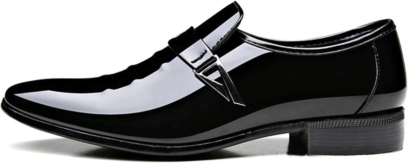 Men's Pointed-Toe Tuxedo Dress Shoes Casual Slip-on Loafer