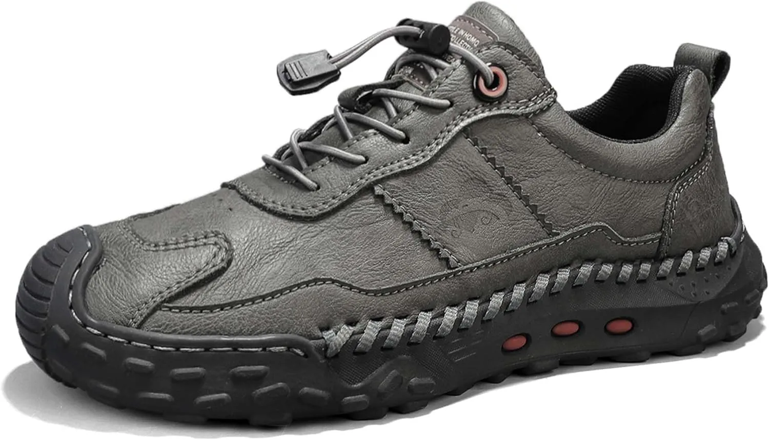 Men's Premium Cowhide Walking Shoes, Easy Lacing, Casual Sneakers, Flat Driving Shoes, Hand Sewn, Mesh Lining, All Seasons.