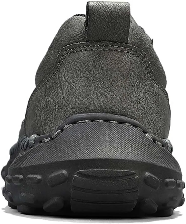 Men's Premium Cowhide Walking Shoes, Easy Lacing, Casual Sneakers, Flat Driving Shoes, Hand Sewn, Mesh Lining, All Seasons.