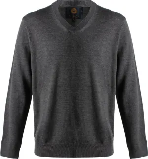 Men's V-Neck Long Sleeve Sweater - Extra Fine Merino Wool