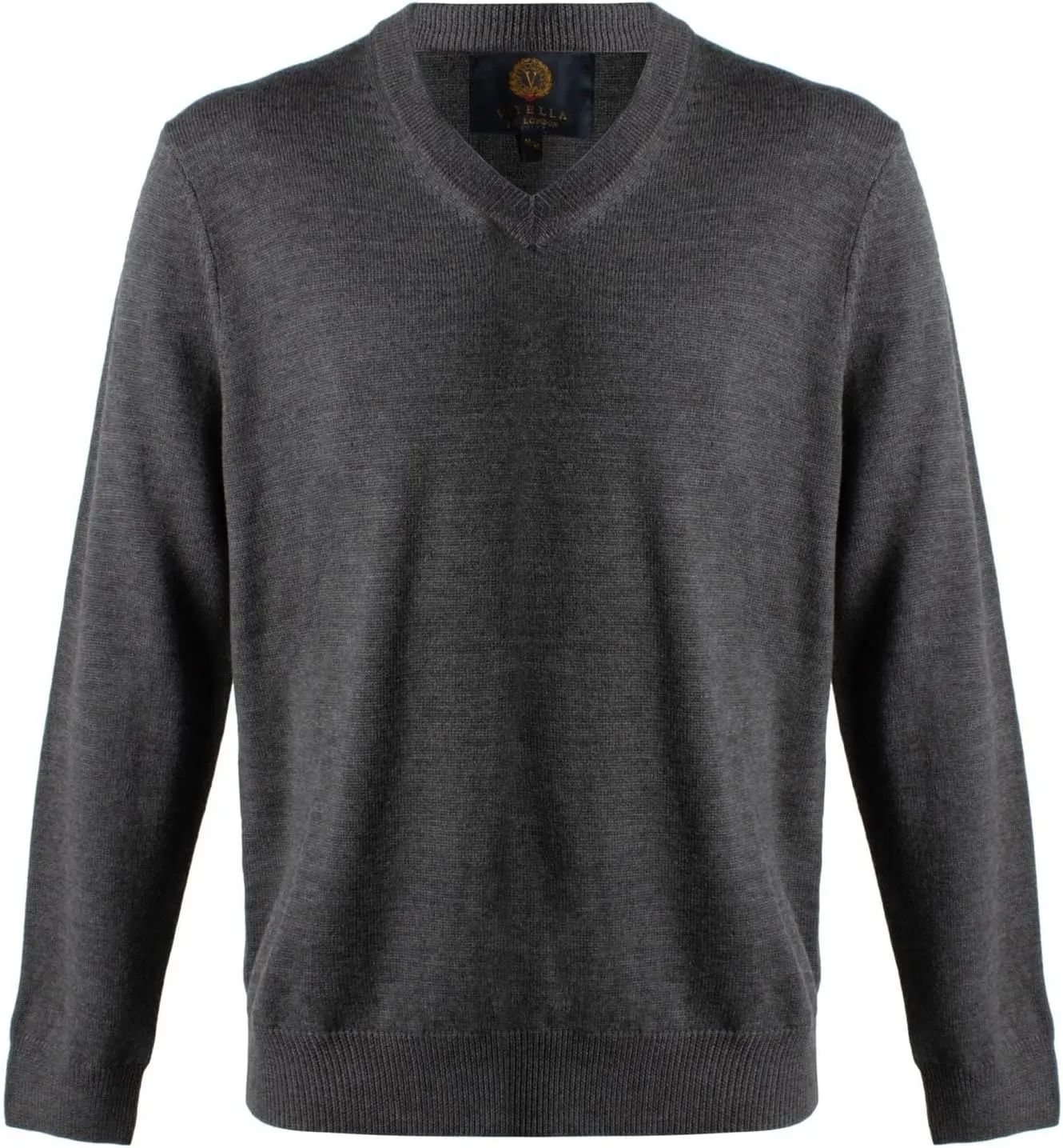 Men's V-Neck Long Sleeve Sweater - Extra Fine Merino Wool