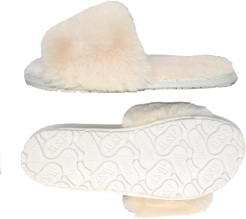 Millffy Women Fluffy Ladies Slippers Faux Wool Fuzzy Slippers Chic Luxurious Open Toed Soft Fur Slippers