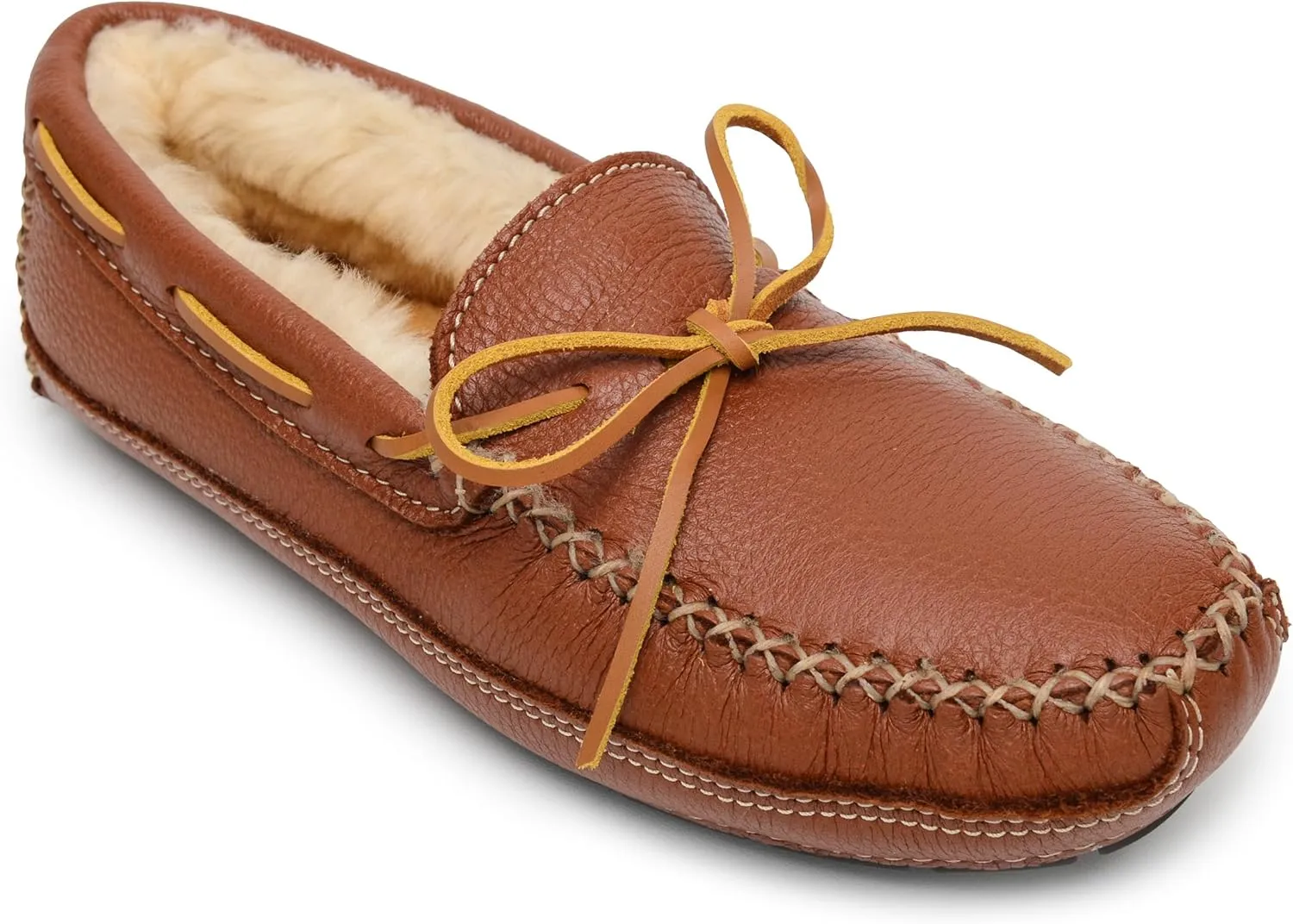Minnetonka Mens Sheepskin Moose Slipper