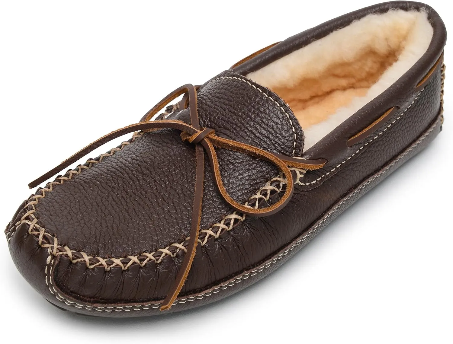 Minnetonka Mens Sheepskin Moose Slipper