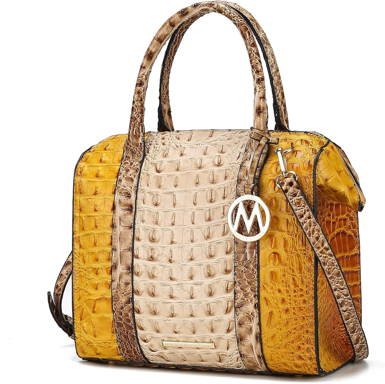 MKF Collection Satchel bag for Women, Crocodile-embossed Vegan Leather Top-Handle Crossbody Handbag Purse By Mia K