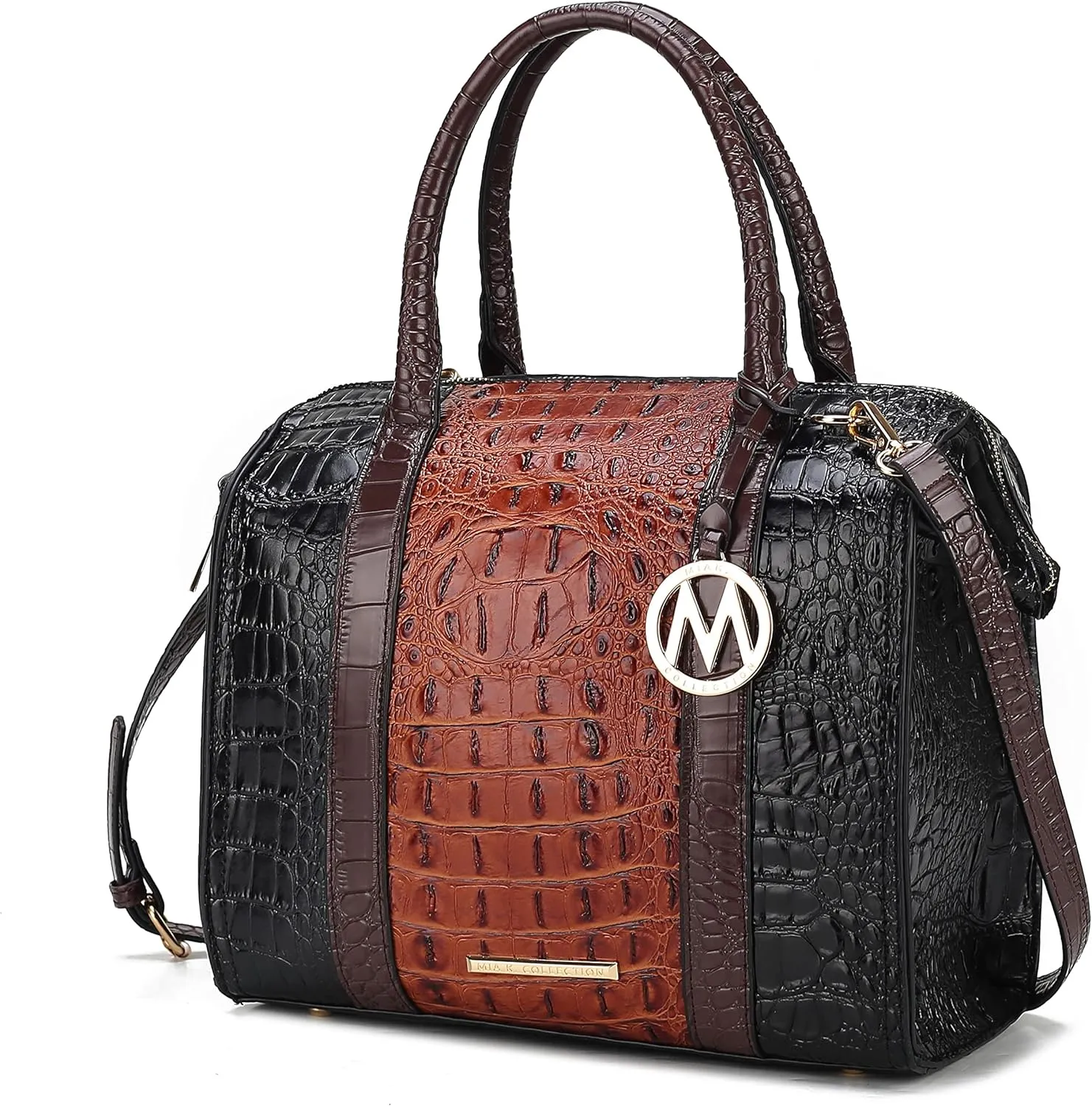 MKF Collection Satchel bag for Women, Crocodile-embossed Vegan Leather Top-Handle Crossbody Handbag Purse By Mia K