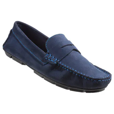 Mocasin o loafer driver antifaz azul navy nubuck