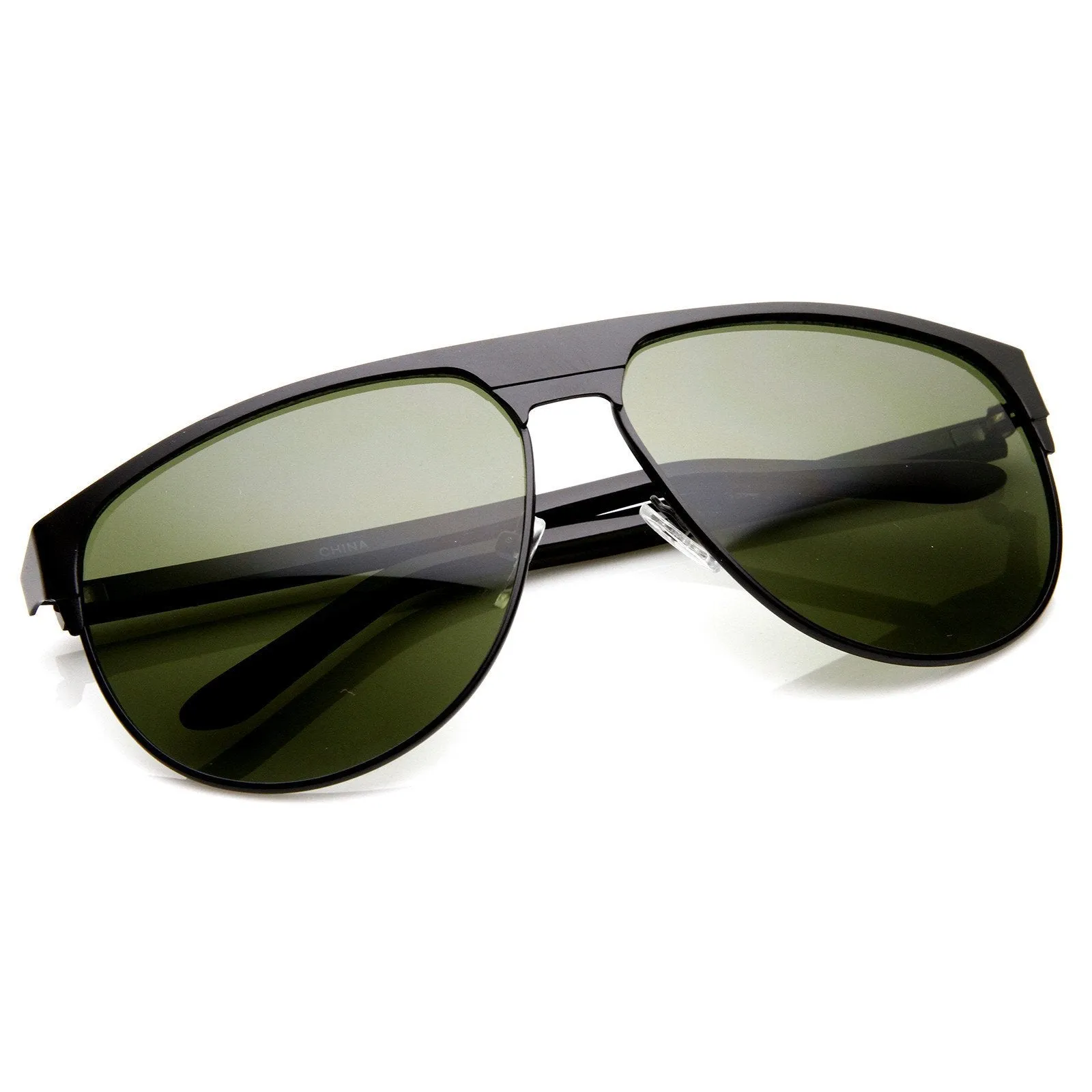 Modern Euro Full Metal Flat Top Aviator Sunglasses 8827