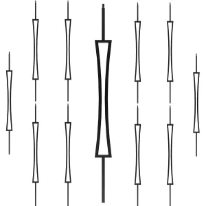 Modern Hourglass Rectangle Iron Baluster (Contractor 10-Pack) 1/2" x 44" Tall (Real Satin Black NOT Matte or Flat Color)