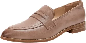 Mona flying Women's Leather Pointed Toe Penny Loafer Dress Casual Slip on Flat Office Work Shoes for Ladies
