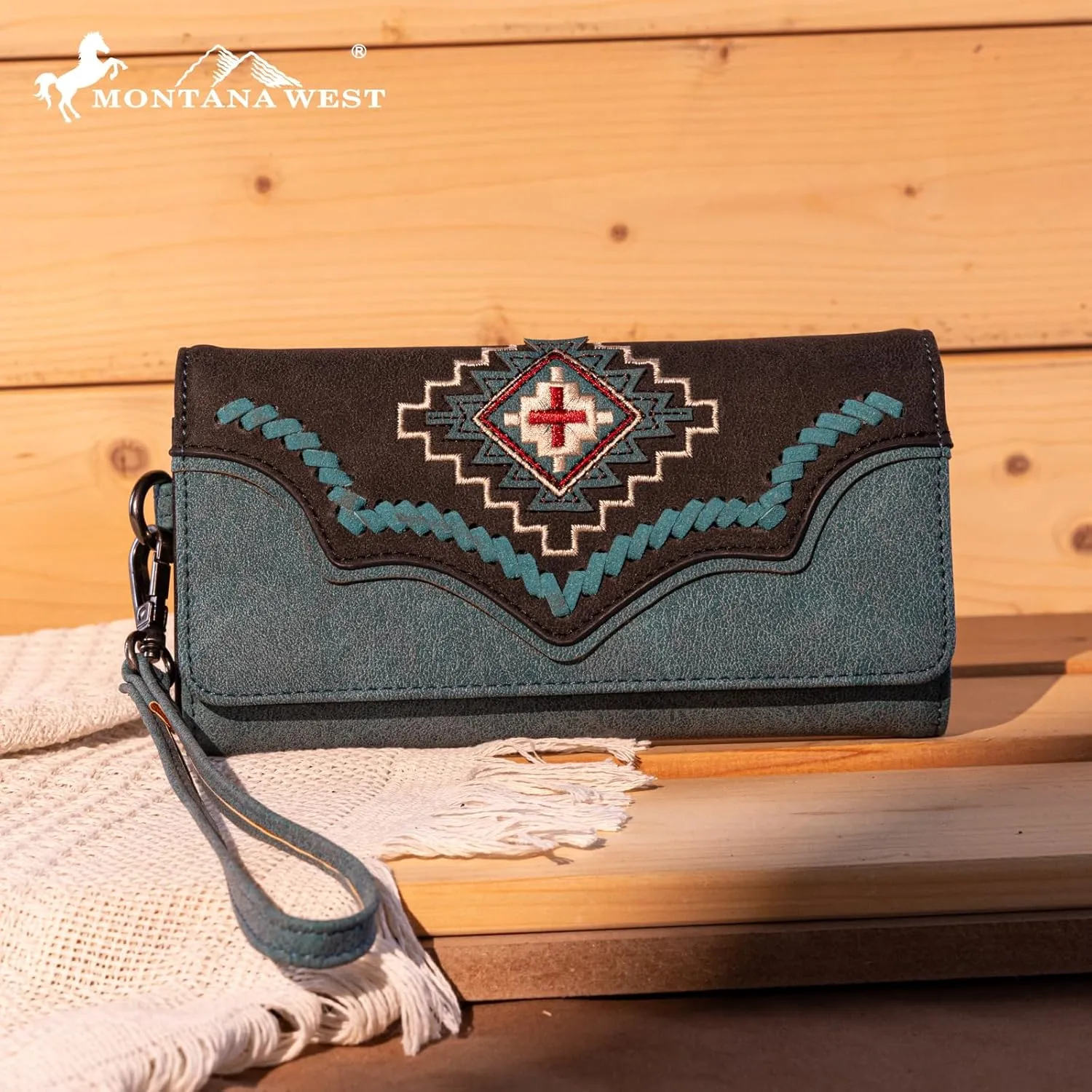 Montana West Aztec Tote Bag for Women Embroidered Western Shoulder Purse and Wallet Set