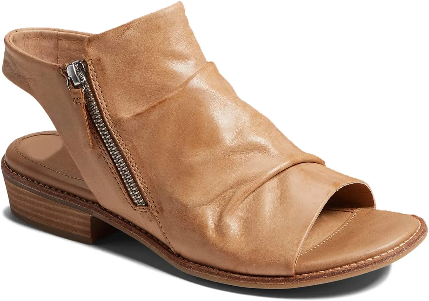 MOOMMO Women Low Block Heel Sandal Booties Peep Toe Side Zipper Sandals Cut Out Backless Chunky Stacked Heel Slingback Ankle Boots Open Toe Pleated Retro Casual Heeled Sandals Dress Party 4-11 M US
