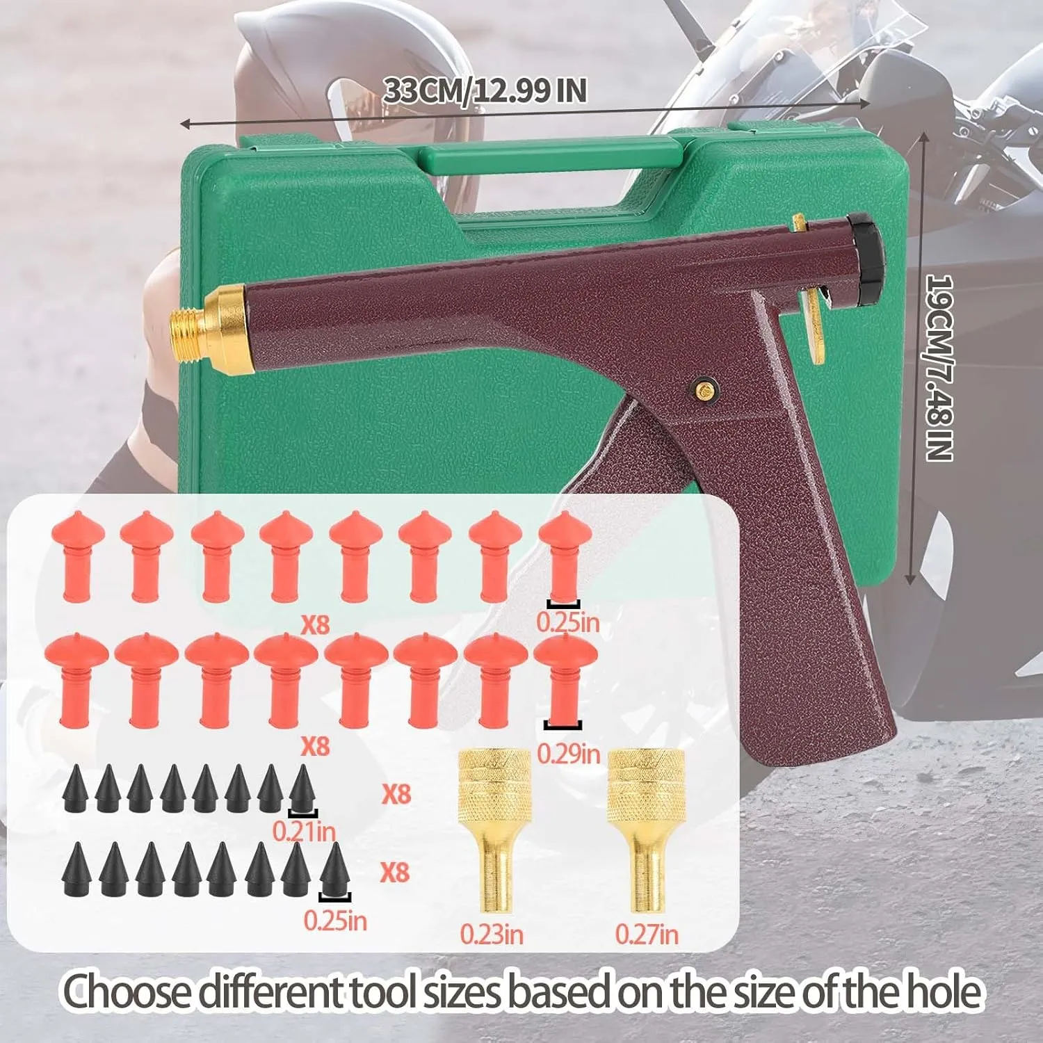 Motorcycle tire Repair kit, tire Repair Mushroom Plug Universal Tire Repair Tools to Fix Punctures and Plug Flats Patch Kit for car Motorcycle, ARB，ATV, Tractor, Trailer