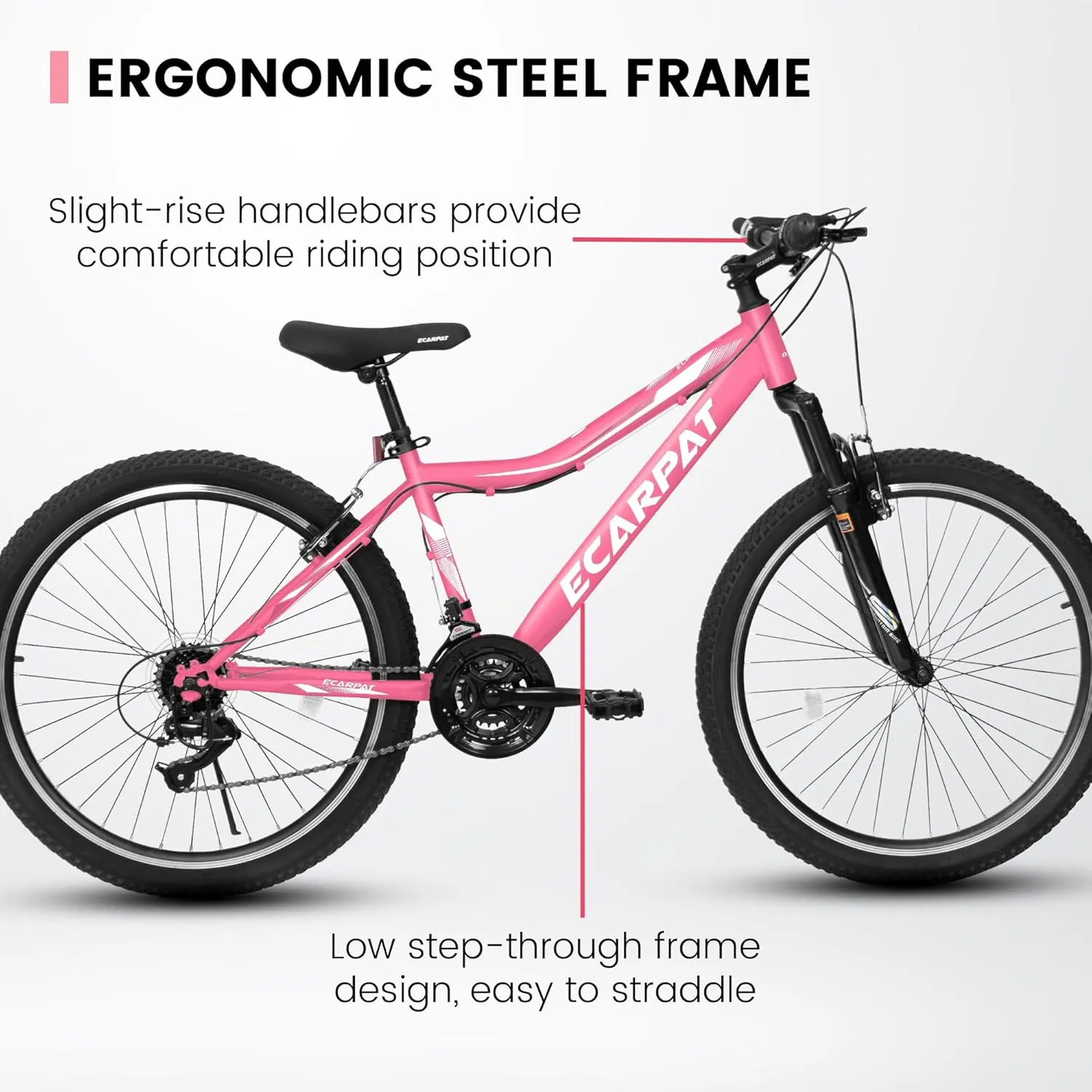 Mountain Bike 24 26 27.5 Inch Dual/Front Suspension Mens Womens Mountain Bike, 21 Speeds Dual Disc Brake, Carbon Steel Mountain Bike, Trail Beach Snow Commuter City Bikes, Birthday Gift Choice