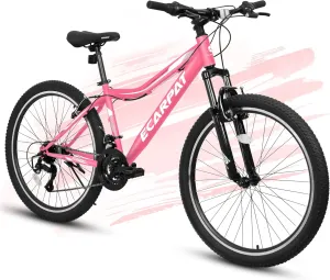 Mountain Bike 24 26 27.5 Inch Dual/Front Suspension Mens Womens Mountain Bike, 21 Speeds Dual Disc Brake, Carbon Steel Mountain Bike, Trail Beach Snow Commuter City Bikes, Birthday Gift Choice