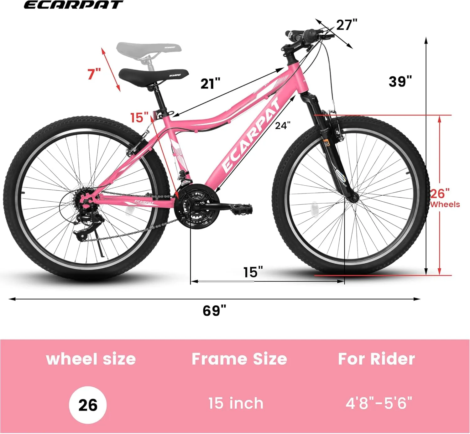 Mountain Bike 24 26 27.5 Inch Dual/Front Suspension Mens Womens Mountain Bike, 21 Speeds Dual Disc Brake, Carbon Steel Mountain Bike, Trail Beach Snow Commuter City Bikes, Birthday Gift Choice