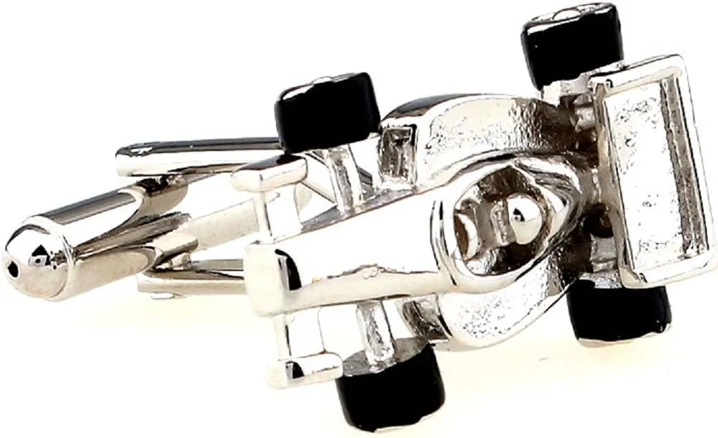 MRCUFF Race Car Auto Racing Indy F1 Formula One Pair Cufflinks in a Presentation Gift Box & Polishing Cloth