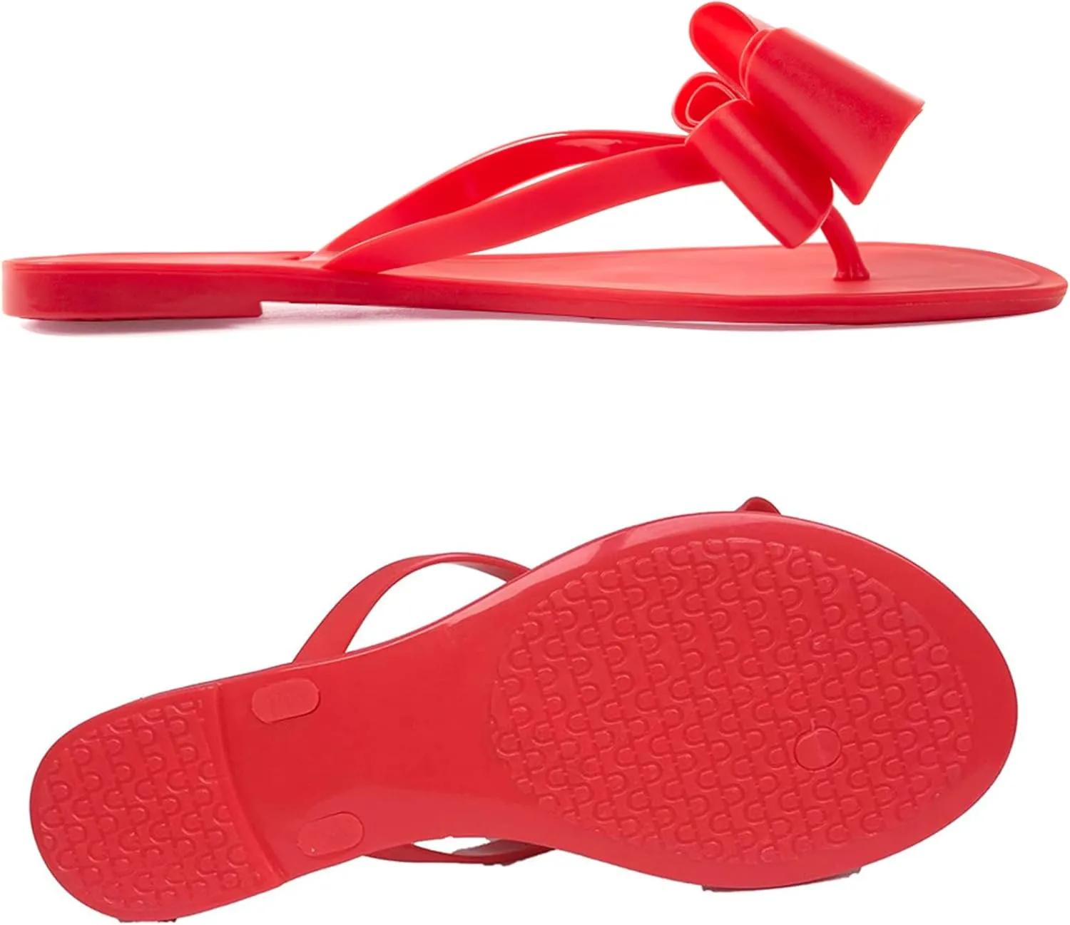 Mtzyoa Women Flip-Flops Flat Sandals Jelly Bow Beach Flat Rivets Rain Cute Dressy Summer Sandals